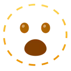 dotted line face + face with open mouth