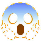 dotted line face + face screaming in fear