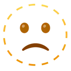 dotted line face + slightly frowning face