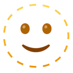 dotted line face + slightly smiling face