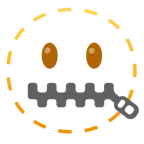 dotted line face + zipper-mouth face