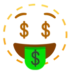 dotted line face + money-mouth face