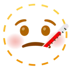 dotted line face + face with thermometer