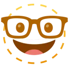 dotted line face + nerd face