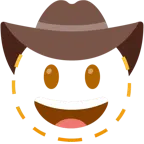 dotted line face + cowboy hat face