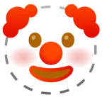 dotted line face + clown face