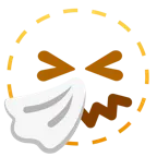 dotted line face + sneezing face