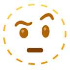 dotted line face + face with raised eyebrow