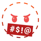 dotted line face + face with symbols on mouth