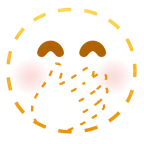 dotted line face + face with hand over mouth