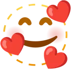 dotted line face + smiling face with hearts