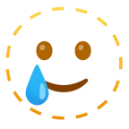 dotted line face + smiling face with tear