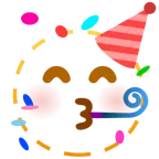 dotted line face + partying face