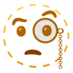 dotted line face + face with monocle