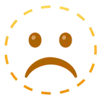 dotted line face + frowning face