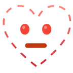 dotted line face + heart suit